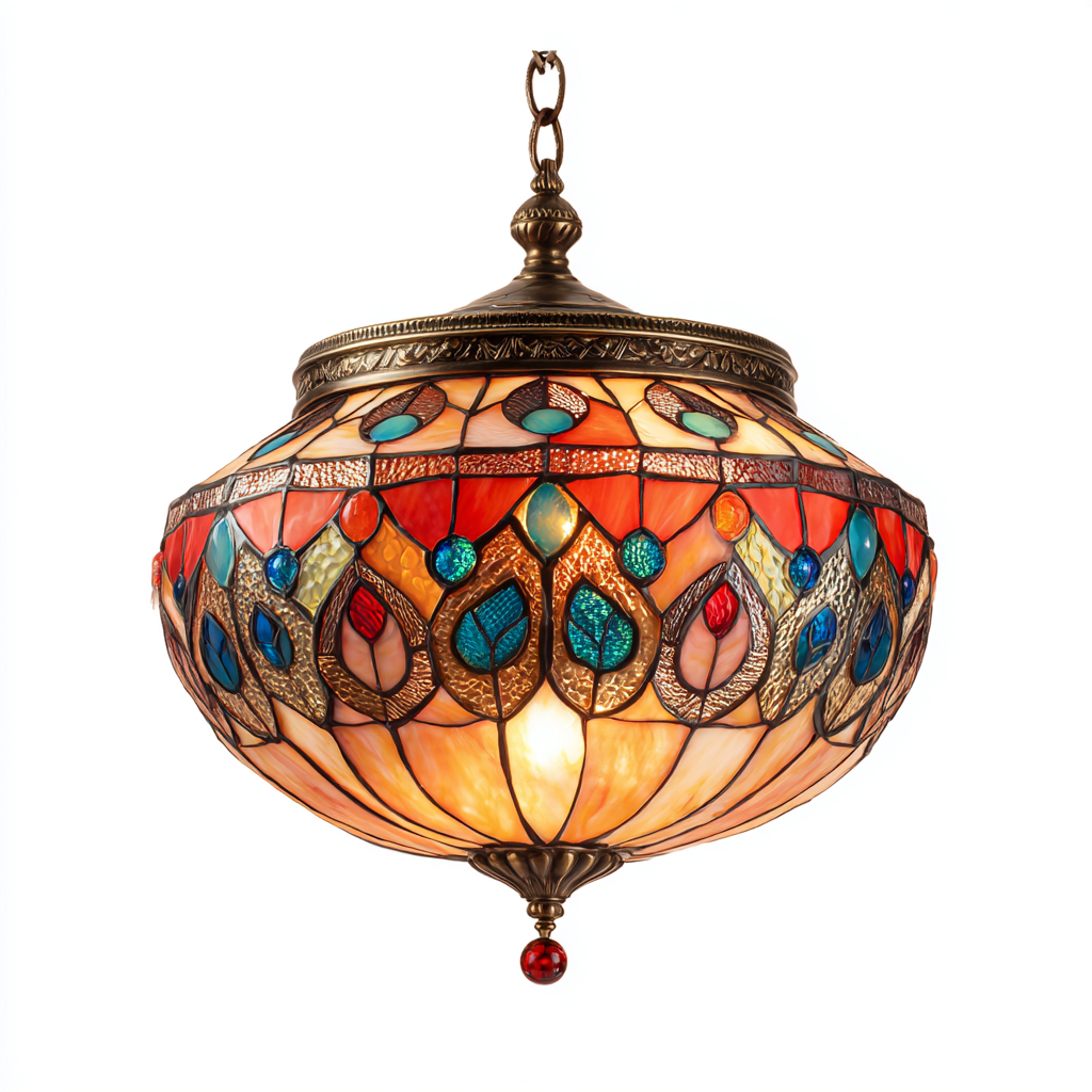 Lampada da soffitto in vetro colorato 35×35 cm – multicolore – adatta al soggiorno – stile vintage-Nestgonest