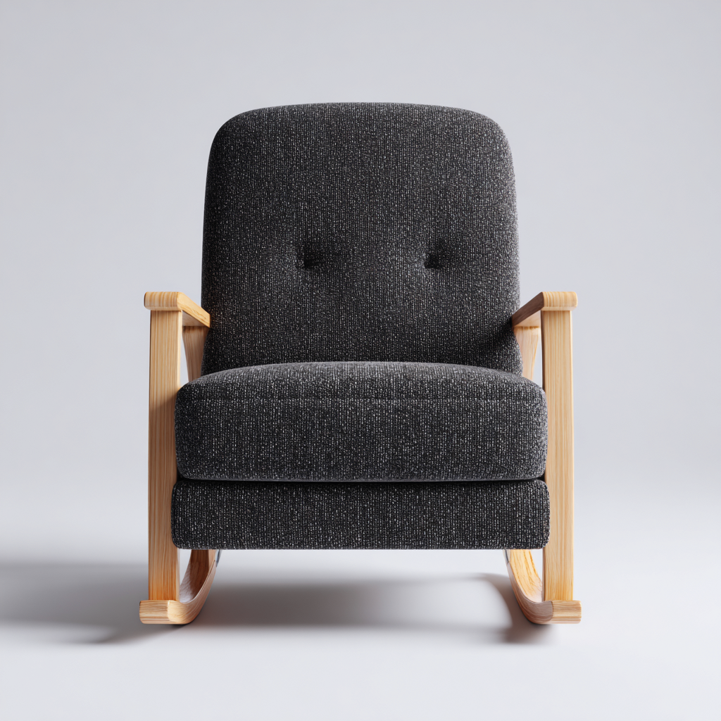 Sedia a dondolo imbottita in tessuto 90×75×100 cm – grigio – design moderno per soggiorno-Nestgonest