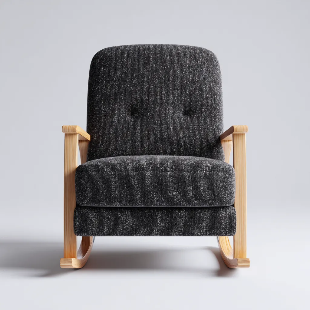 Sedia a dondolo imbottita in tessuto 90×75×100 cm – grigio – design moderno per soggiorno-Nestgonest