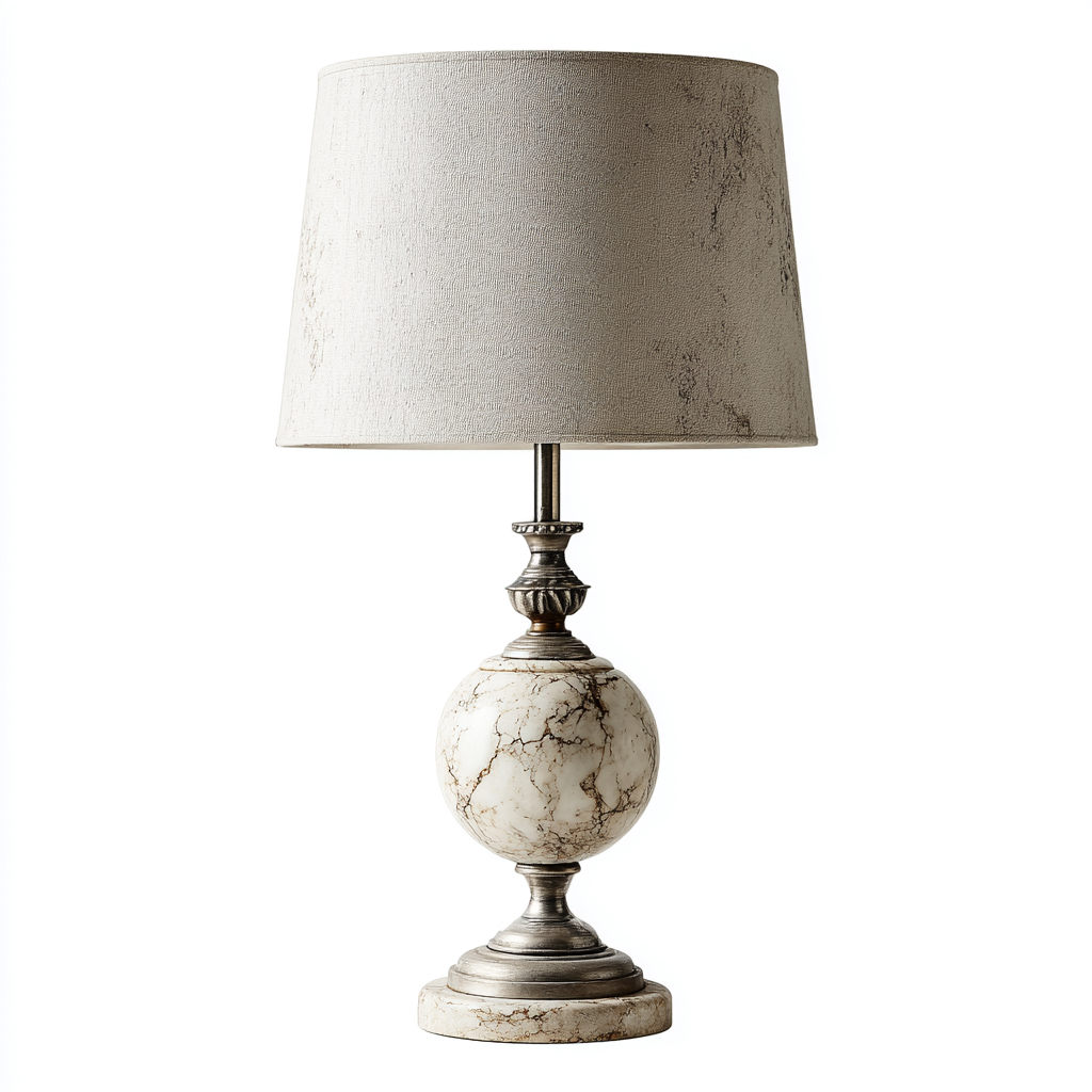 Lampada da tavolo in metallo e marmo 22×22 cm – beige – adatta alla camera da letto – design classico-Nestgonest