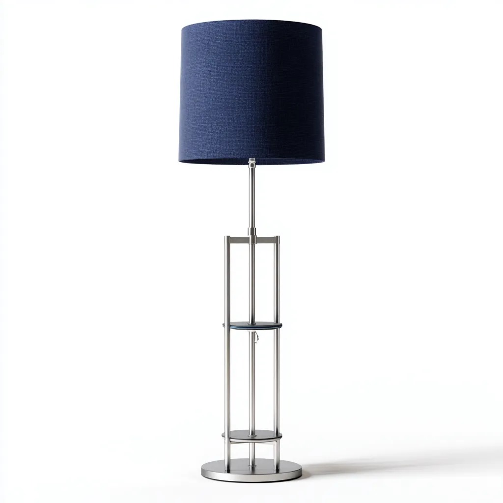 Lampada da terra in metallo con ripiani 32×32 cm – blu/argento – adatta al soggiorno – stile moderno-Nestgonest