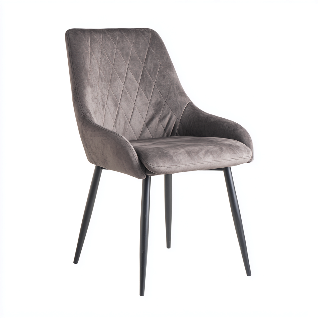 Sedia da pranzo in velluto 52×48 cm – grigio – adatta alla sala da pranzo – design moderno-Nestgonest