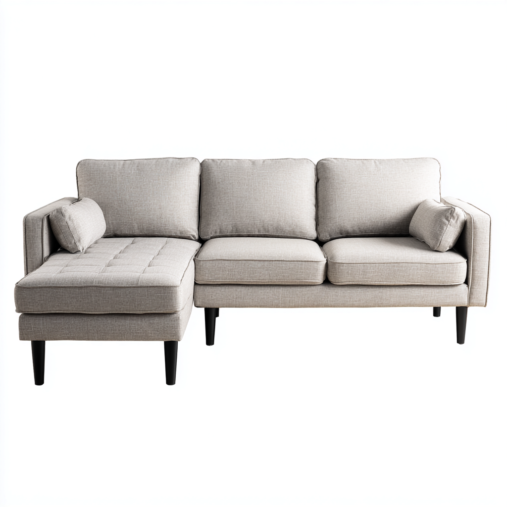 Divano angolare tessuto 265×155×85 cm – beige – design moderno-Nestgonest