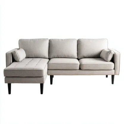 Divano angolare tessuto 265×155×85 cm – beige – design moderno-Nestgonest