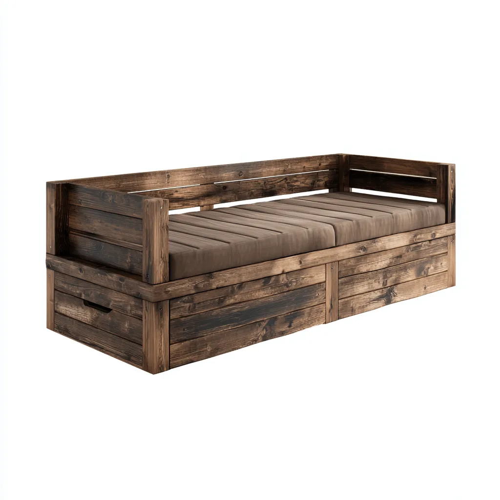 Divano letto in legno massello 200×95 cm – marrone – adatto alla camera da letto – stile rustico-Nestgonest