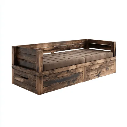 Divano letto in legno massello 200×95 cm – marrone – adatto alla camera da letto – stile rustico-Nestgonest