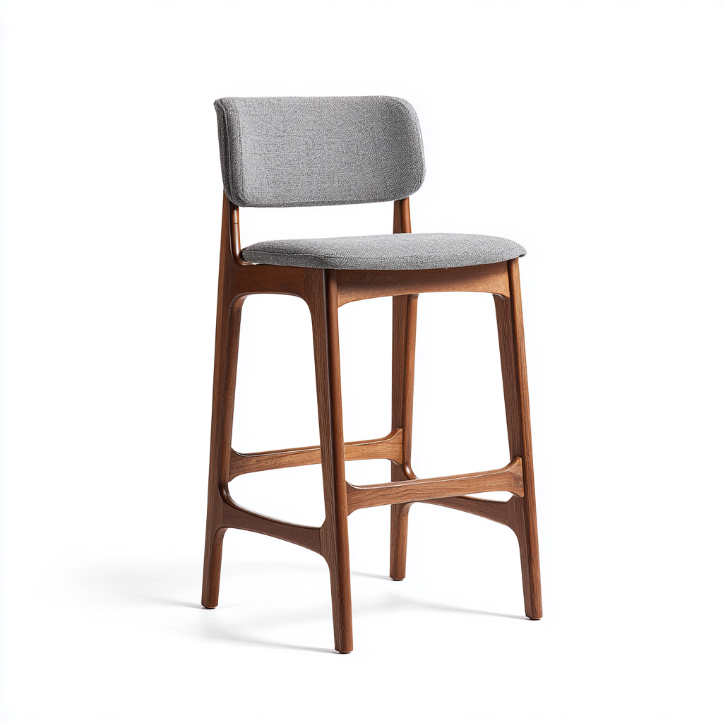 Sgabello da bar legno e tessuto 44×44×95 cm – grigio – design contemporaneo-Nestgonest