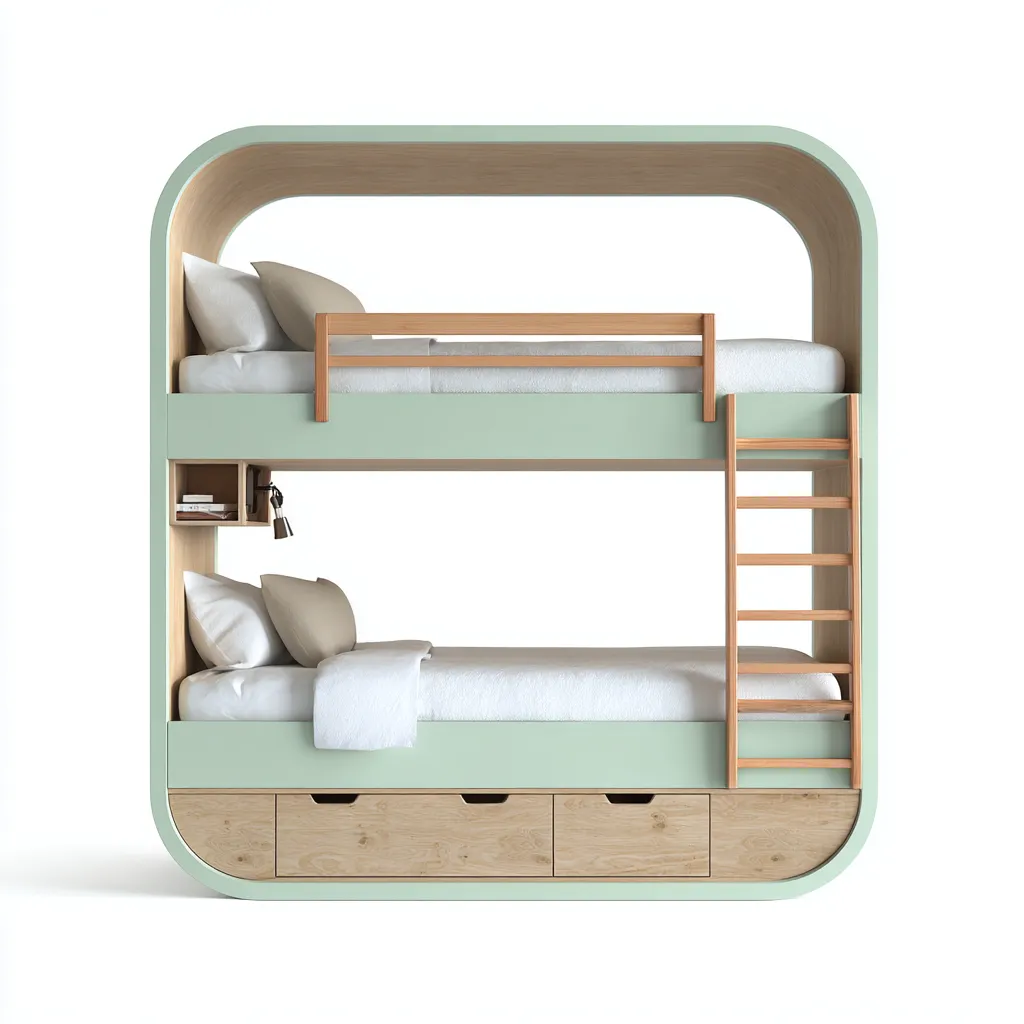 Letti a castello in legno 200×95 cm – verde chiaro/naturale – adatto alla cameretta – design moderno-Nestgonest