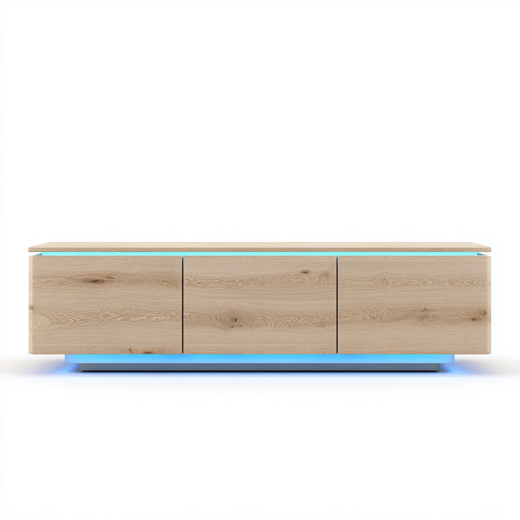 Mobile TV legno 150×40 cm – rovere chiaro – design moderno con illuminazione LED-Nestgonest