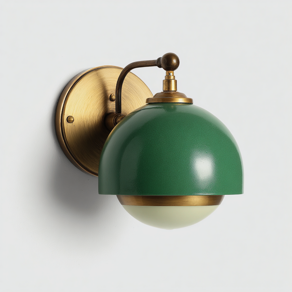 Applique Metallo/Vetro 18x14x20 cm – Verde/Oro – Stile vintage-Nestgonest