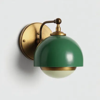 Applique Metallo/Vetro 18x14x20 cm – Verde/Oro – Stile vintage-Nestgonest