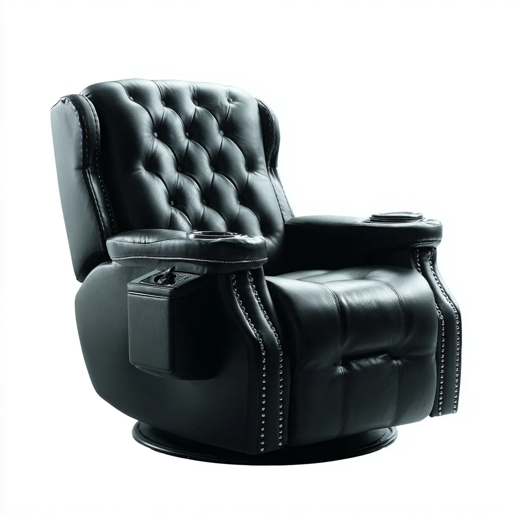 Poltrona reclinabile pelle 92×88 cm – nero – design classico-Nestgonest