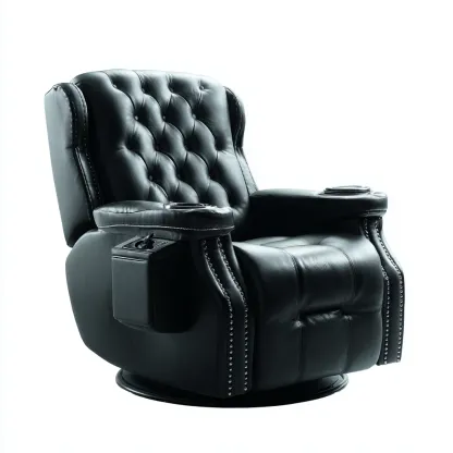 Poltrona reclinabile pelle 92×88 cm – nero – design classico-Nestgonest