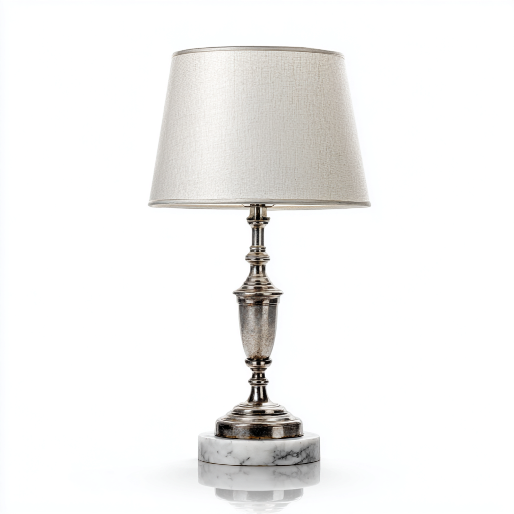 Lampada da tavolo in metallo e marmo 20×20 cm – beige/argento – adatta alla camera da letto – design classico-Nestgonest