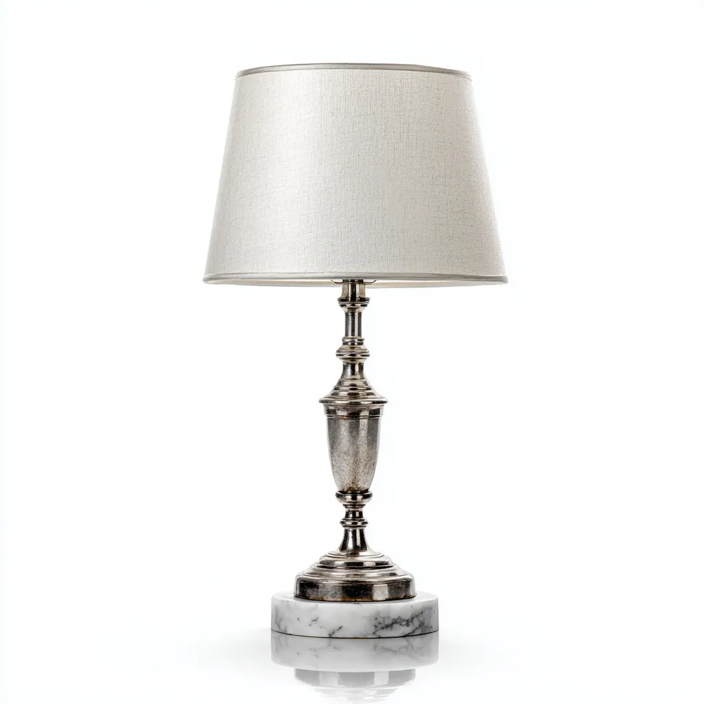 Lampada da tavolo in metallo e marmo 20×20 cm – beige/argento – adatta alla camera da letto – design classico-Nestgonest