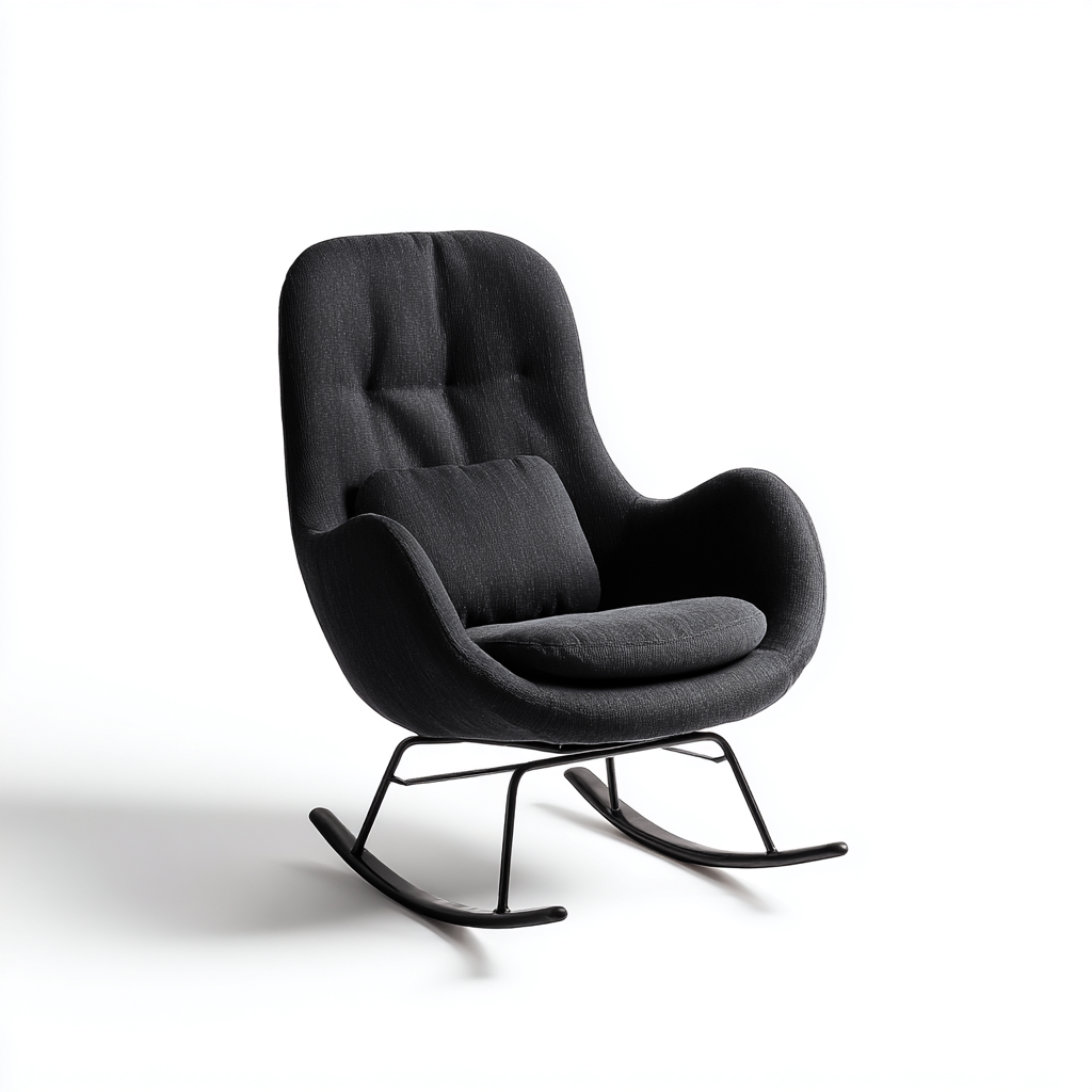 Sedia a dondolo imbottita in tessuto 95×75×102 cm – nero – design moderno per soggiorno-Nestgonest