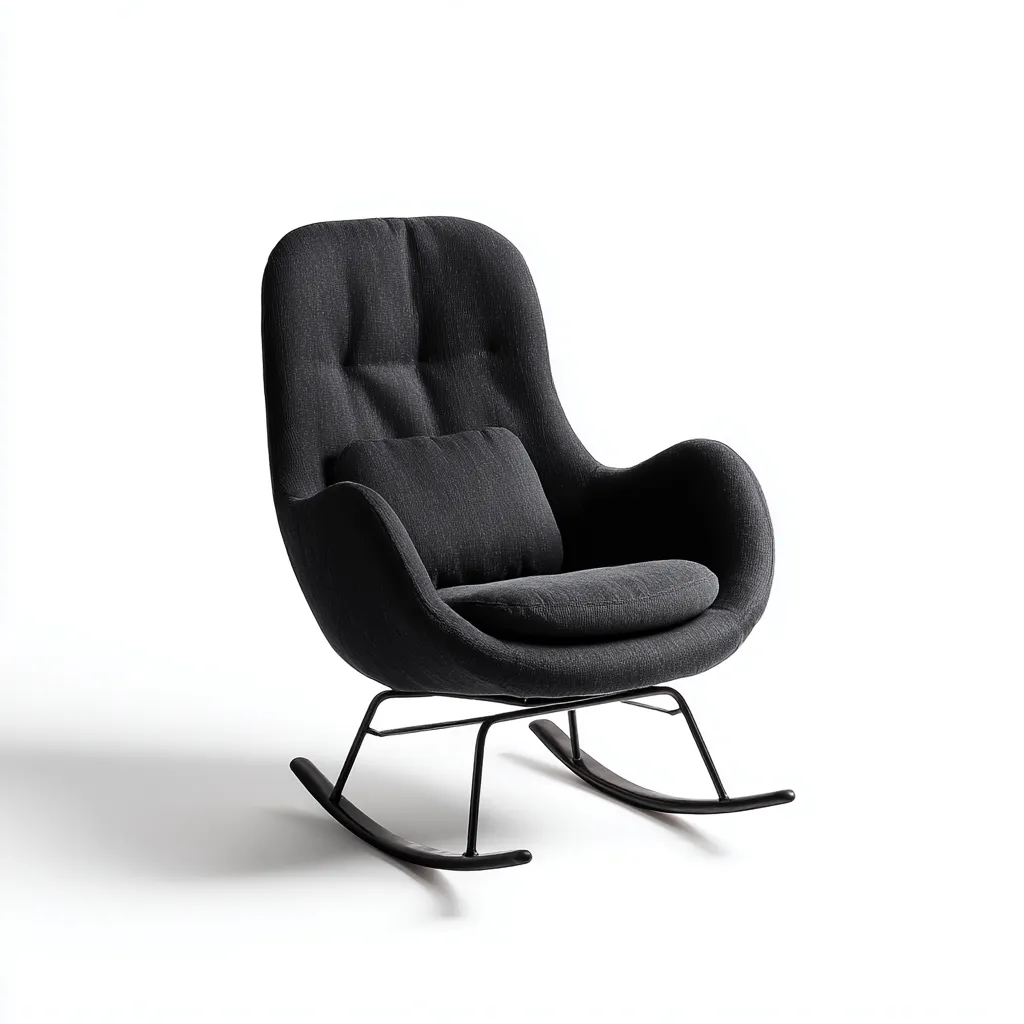 Sedia a dondolo imbottita in tessuto 95×75×102 cm – nero – design moderno per soggiorno-Nestgonest