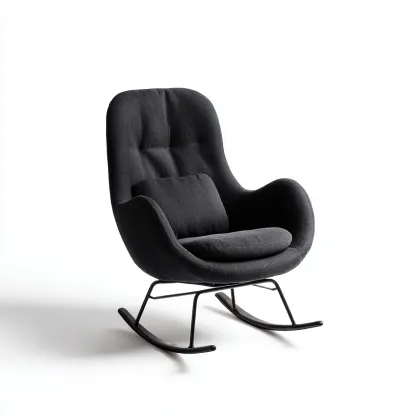 Sedia a dondolo imbottita in tessuto 95×75×102 cm – nero – design moderno per soggiorno-Nestgonest