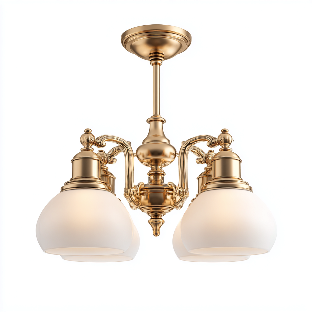 Lampada da soffitto Metallo/Vetro 45x45x32 cm – Oro/Bianco – Stile classico-Nestgonest