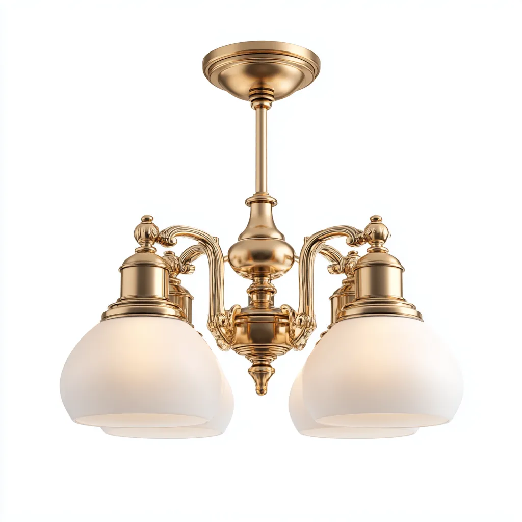 Lampada da soffitto Metallo/Vetro 45x45x32 cm – Oro/Bianco – Stile classico-Nestgonest