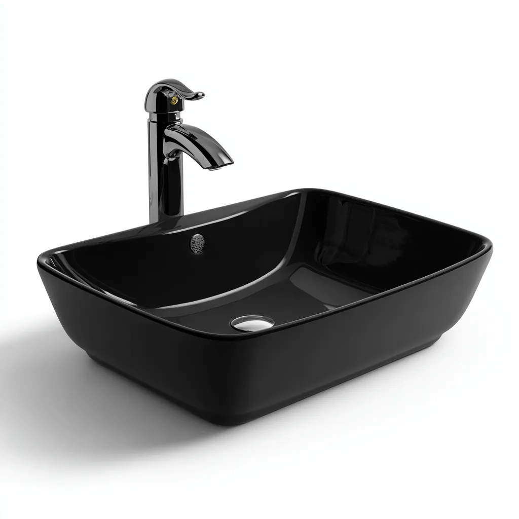 Lavabo Ceramica 48x38x14 cm – Nero – Design moderno-Nestgonest