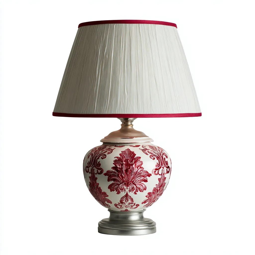 Lampada da tavolo ceramica 30×30×48 cm – bianco/rosso – stile classico-Nestgonest