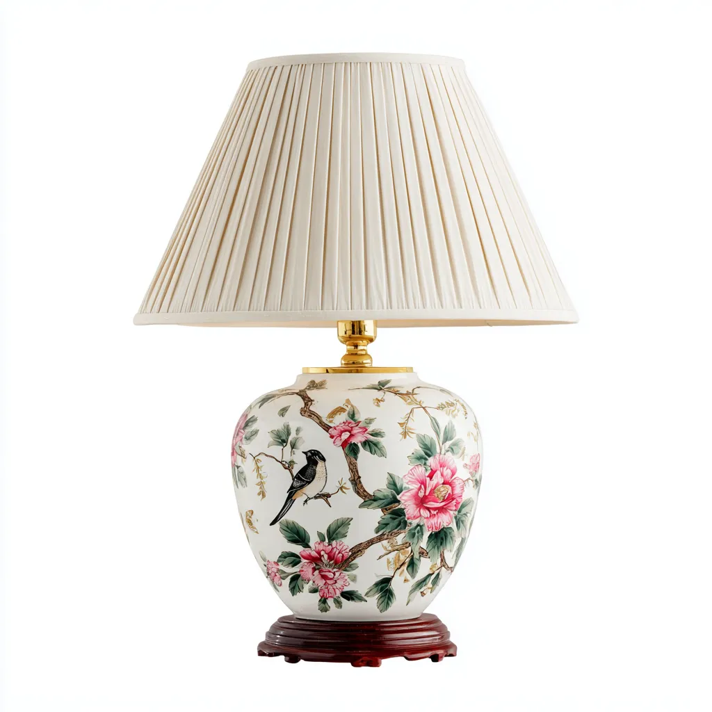 Lampada da tavolo ceramica 30×30×55 cm – bianco/multicolore – stile classico-Nestgonest