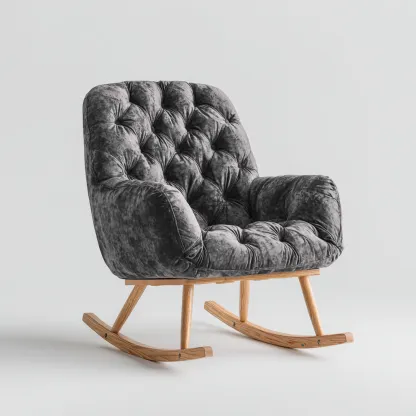 Sedia a dondolo Velluto/Legno 88x70x90 cm – Grigio scuro – Design moderno-Nestgonest