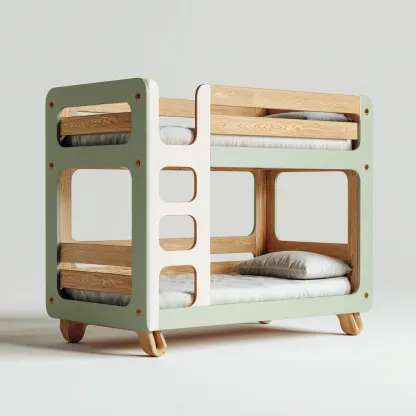 Letti a castello in legno 165×75 cm – verde chiaro/naturale – adatto alla cameretta – design arrotondato-Nestgonest