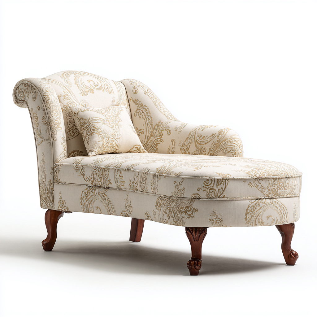 Chaise longue tessuto/legno 176x81x90 cm – beige – design classico-Nestgonest