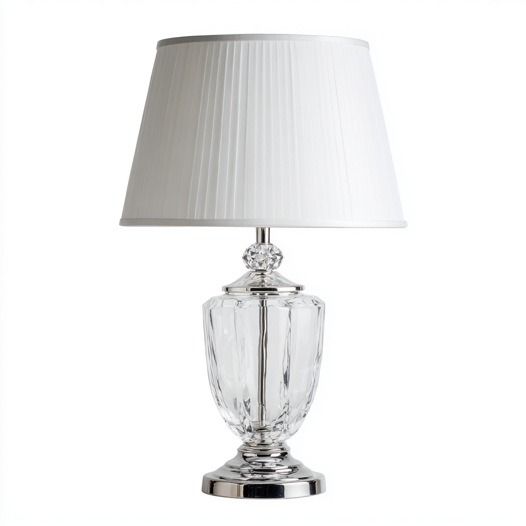 Lampada da tavolo vetro/metallo 30×30×55 cm – bianco/argento – design classico-Nestgonest
