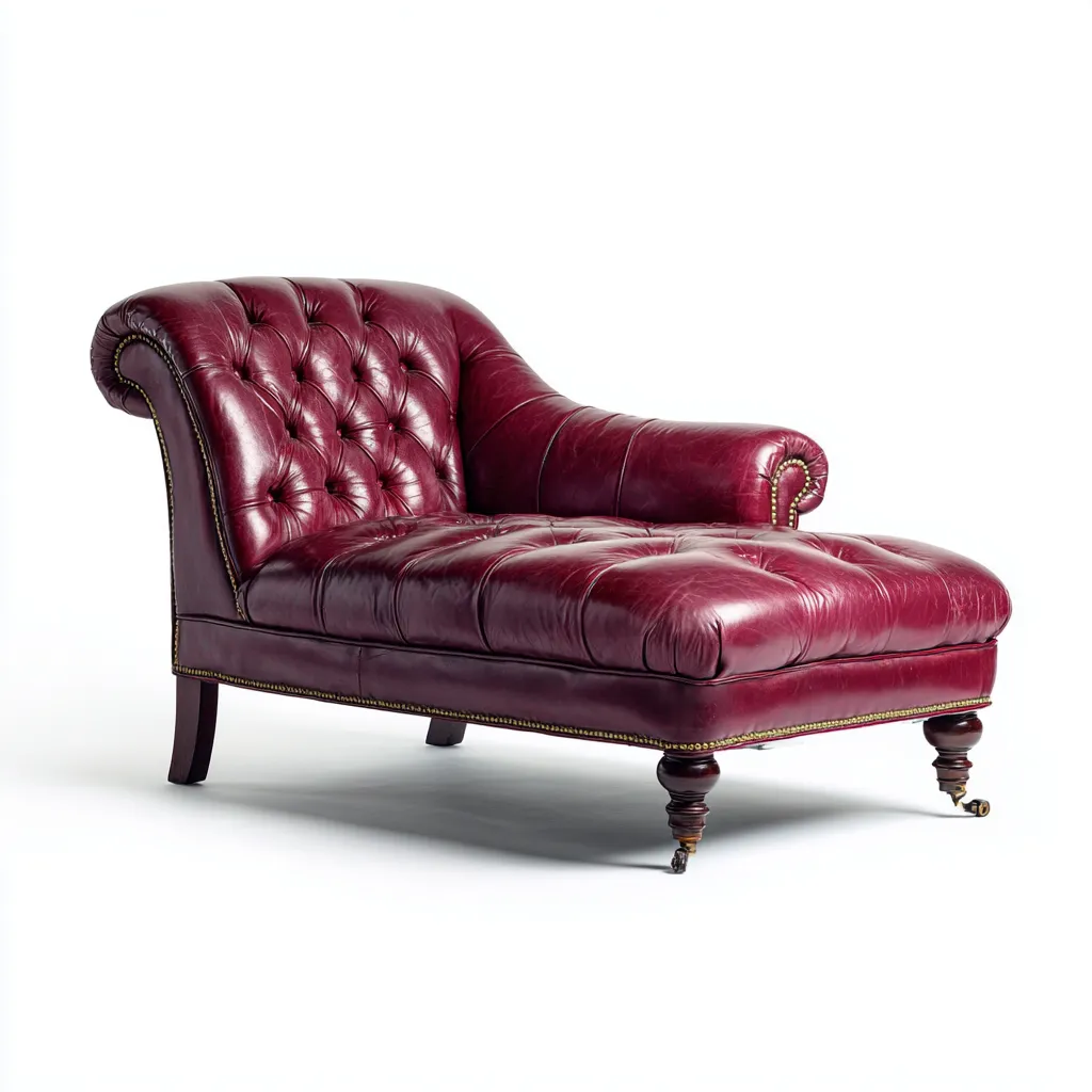 Chaise longue pelle/legno 168x78x90 cm – rosso – design classico-Nestgonest