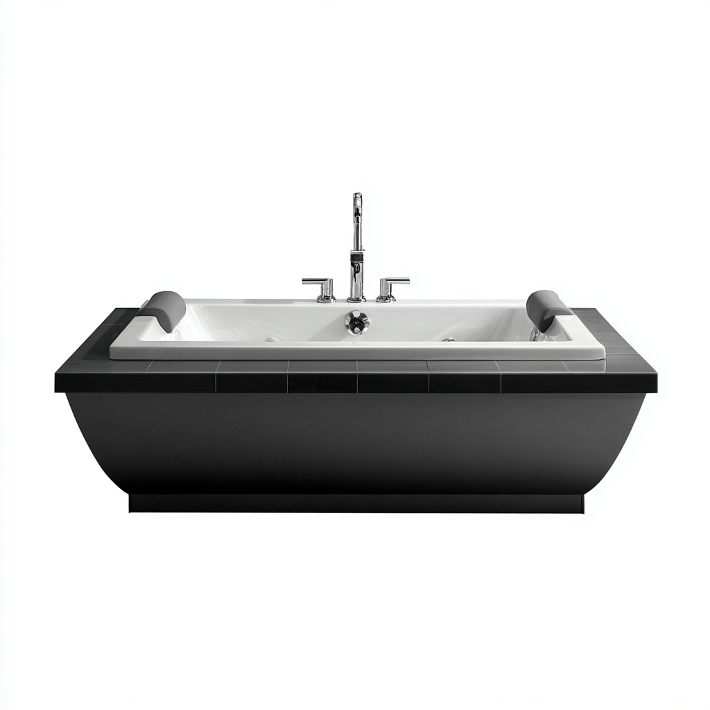Vasca da bagno incassata in acrilico 185×120 cm – bianco/nero – adatta al bagno – design moderno-Nestgonest