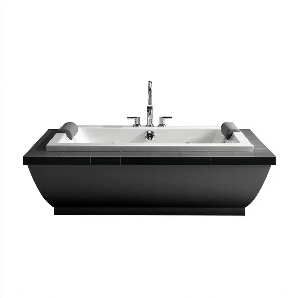 Vasca da bagno incassata in acrilico 185×120 cm – bianco/nero – adatta al bagno – design moderno-Nestgonest