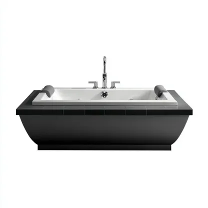 Vasca da bagno incassata in acrilico 185×120 cm – bianco/nero – adatta al bagno – design moderno-Nestgonest
