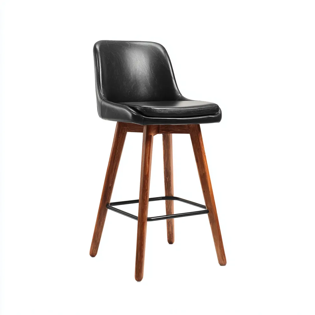 Sgabello da bar pelle sintetica e legno 50×48×95 cm – nero/legno – design moderno-Nestgonest