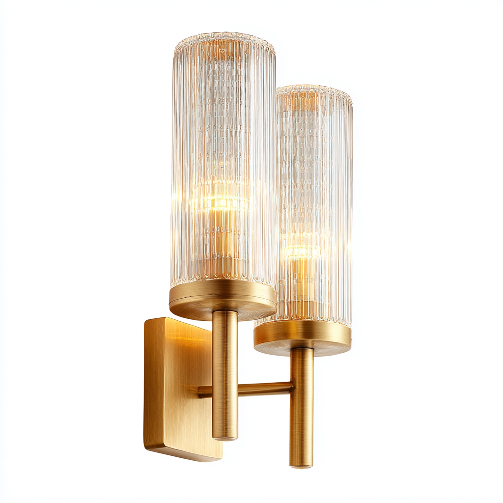 Applique Metallo/Vetro 18x12x32 cm – Oro/Trasparente – Stile moderno-Nestgonest