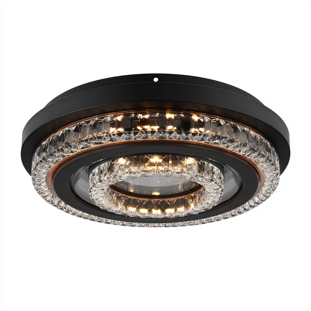 Lampada da soffitto Metallo/Vetro 45x45x10 cm – Nero/Trasparente – Design moderno-Nestgonest