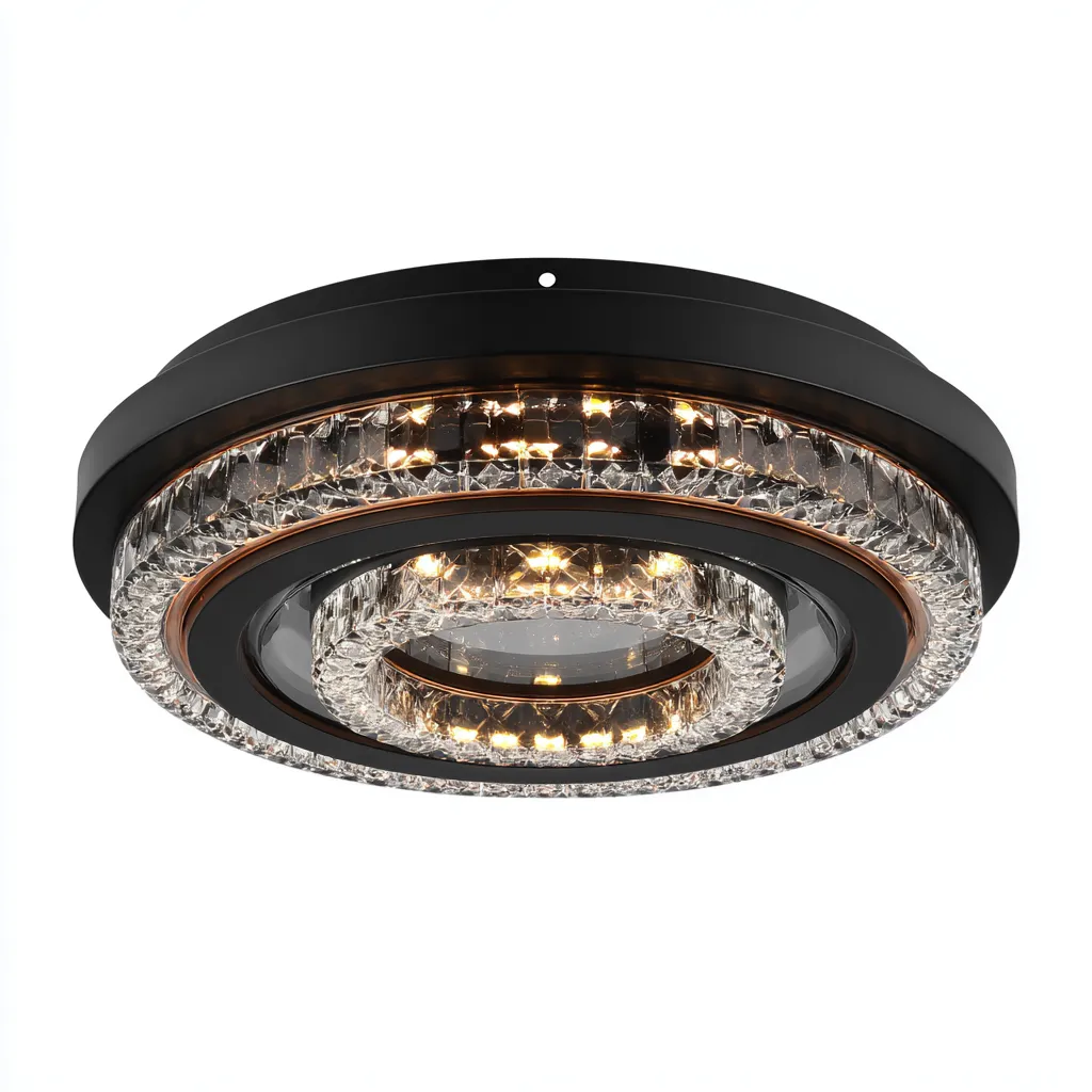 Lampada da soffitto Metallo/Vetro 45x45x10 cm – Nero/Trasparente – Design moderno-Nestgonest