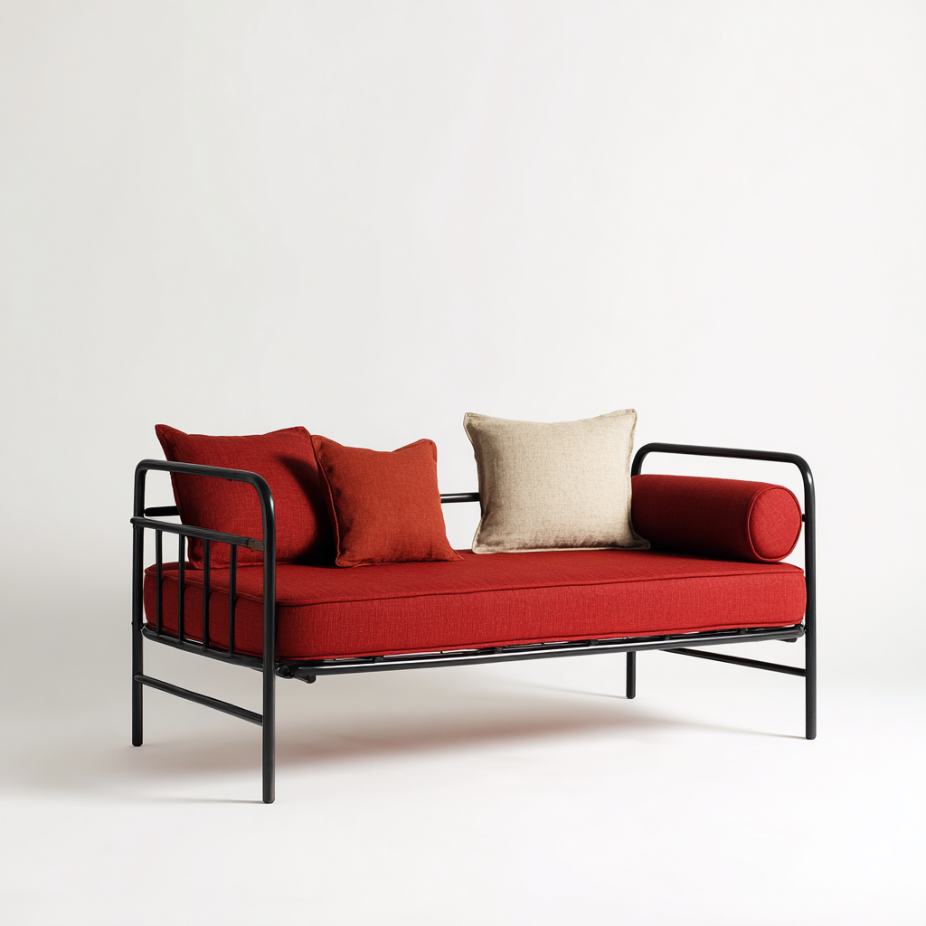Divano letto in metallo 190×85 cm – rosso – adatto alla camera da letto – stile moderno-Nestgonest