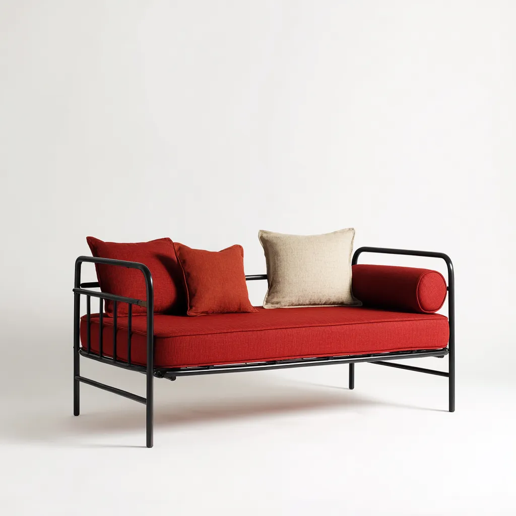 Divano letto in metallo 190×85 cm – rosso – adatto alla camera da letto – stile moderno-Nestgonest
