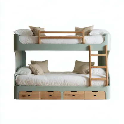 Letti a castello in legno 205×100 cm – verde chiaro/naturale – adatto alla cameretta – design moderno-Nestgonest