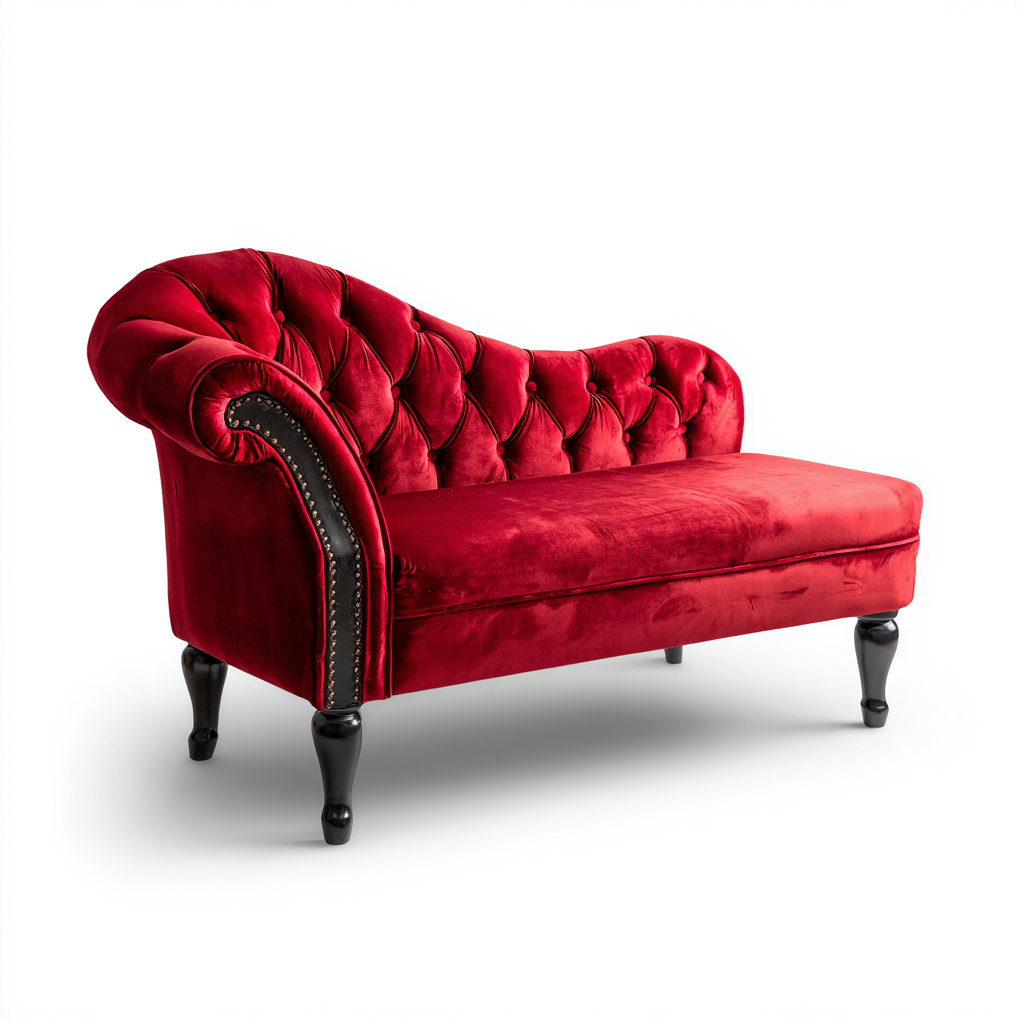 Chaise longue velluto/legno 173x80x89 cm – rosso – design classico-Nestgonest