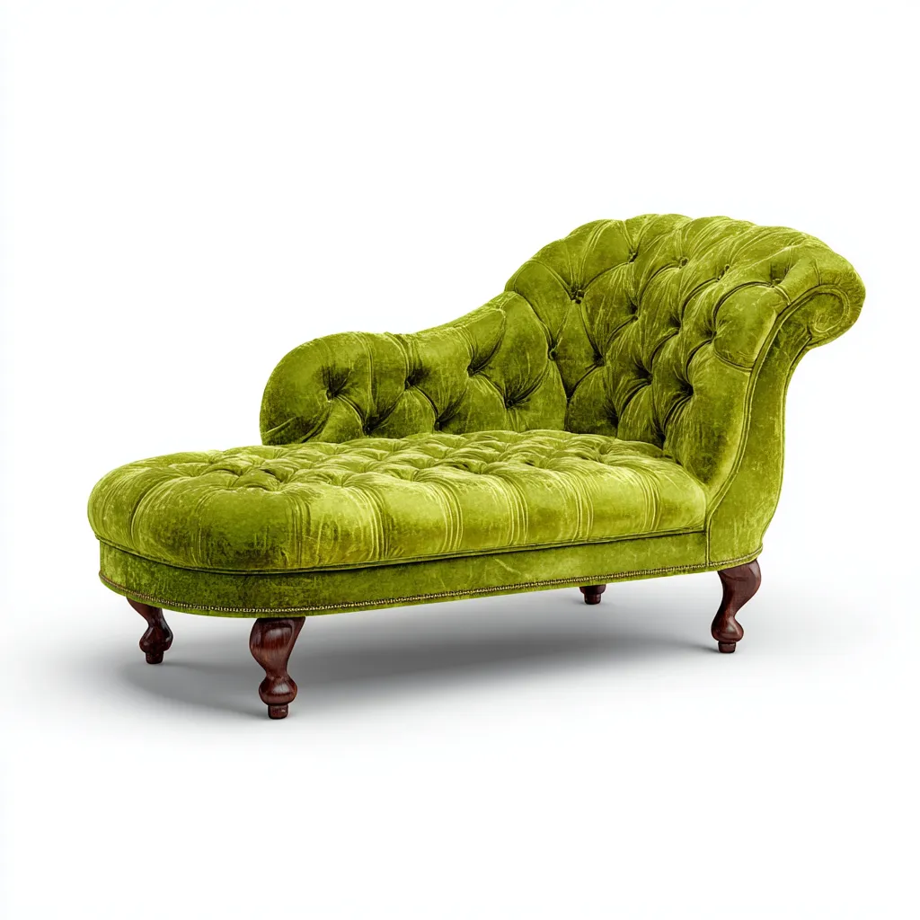 Chaise longue velluto/legno 165x75x88 cm – verde – stile classico-Nestgonest