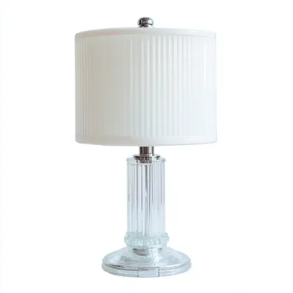 Lampada da tavolo in vetro e tessuto 22×22 cm – bianco – adatta alla scrivania – design classico-Nestgonest