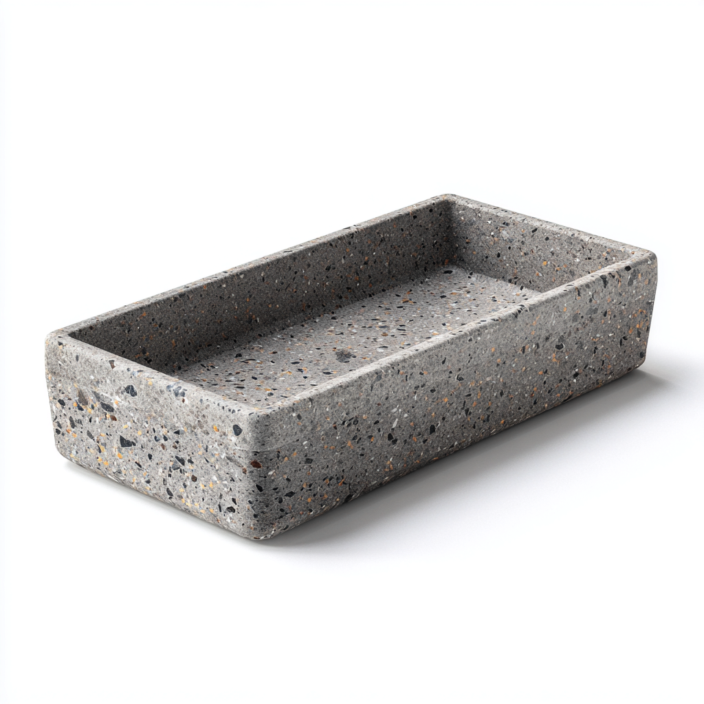 Lavabo terrazzo 48x25x8 cm - grigio - adatto al bagno - design moderno-Nestgonest