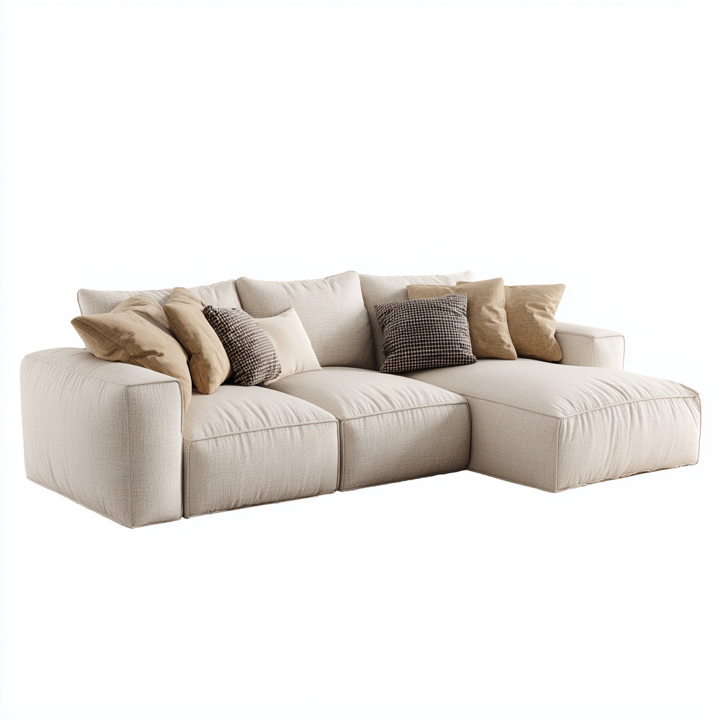 Divano angolare tessuto 285×165×85 cm – beige – design moderno-Nestgonest