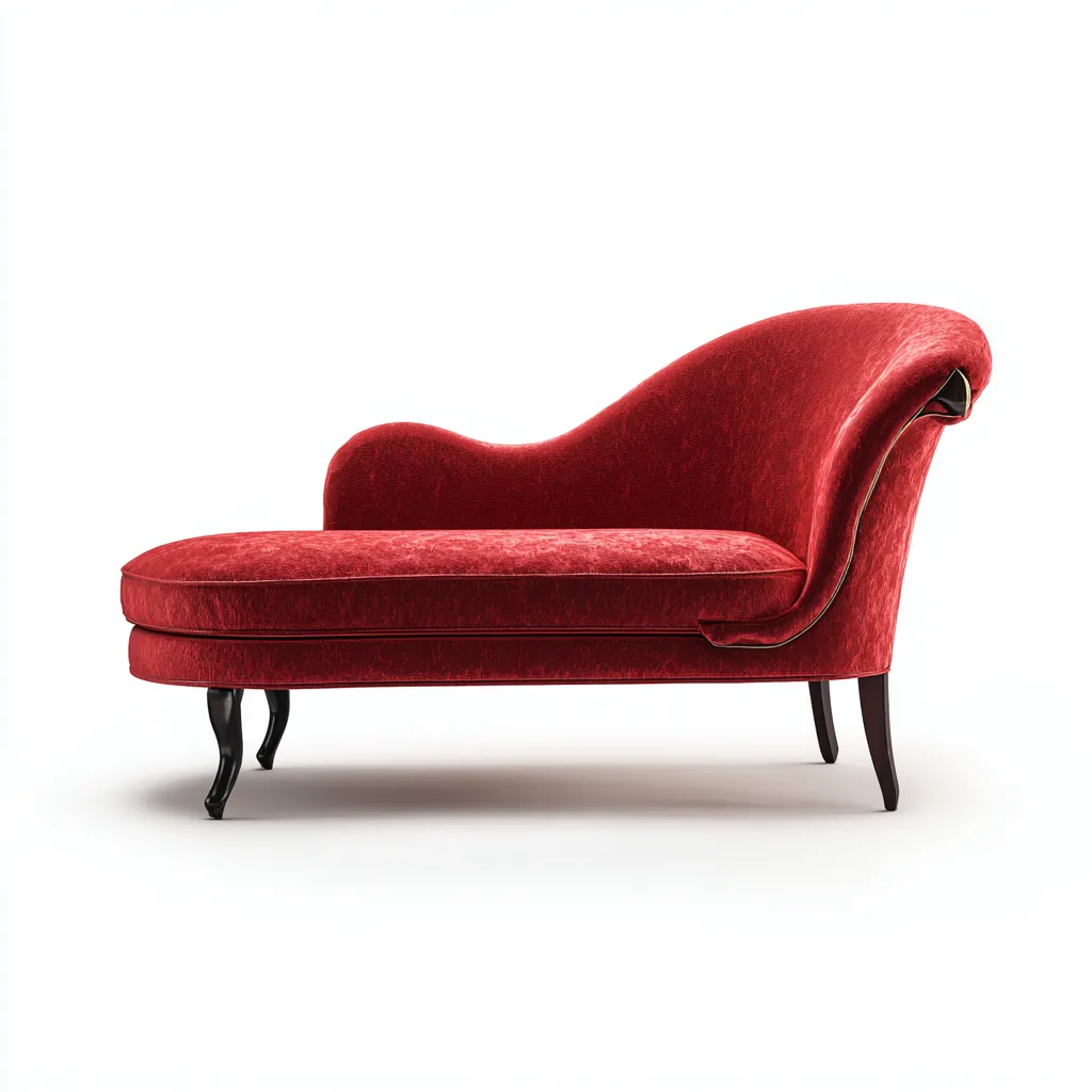 Chaise longue velluto/legno 174x78x90 cm – rosso – design classico-Nestgonest