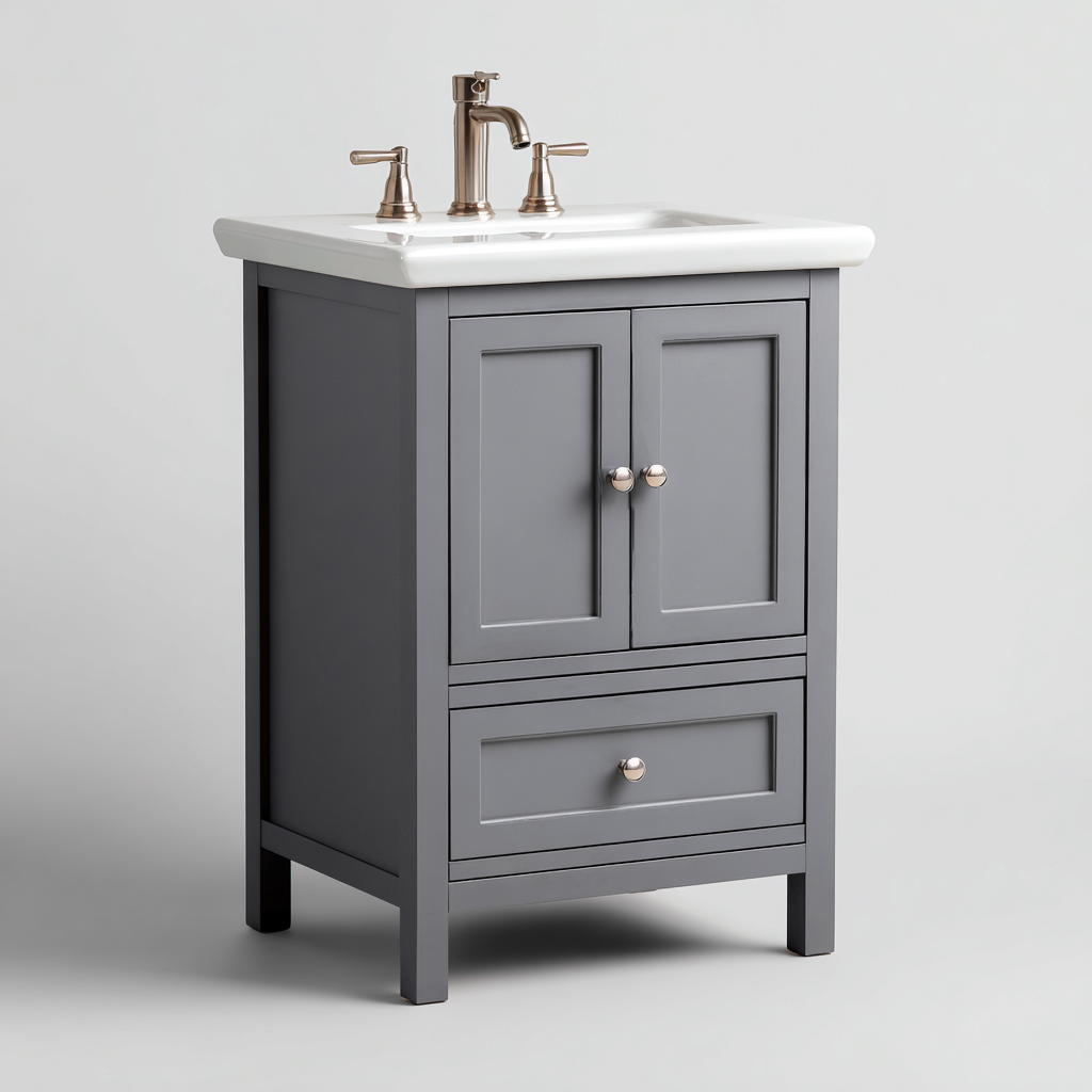 Mobile lavabo in legno 55×45 cm – grigio – con lavabo integrato – design compatto-Nestgonest