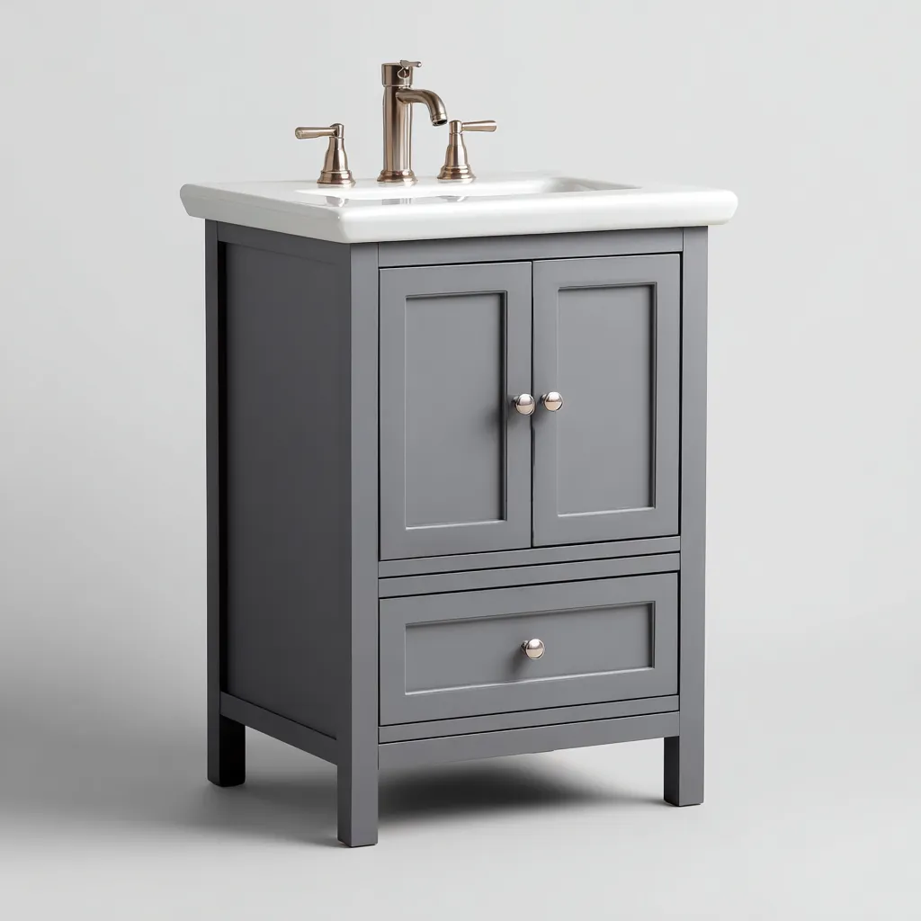 Mobile lavabo in legno 55×45 cm – grigio – con lavabo integrato – design compatto-Nestgonest